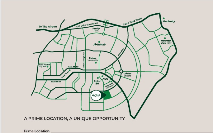 Location of Avera Residence New Cairo